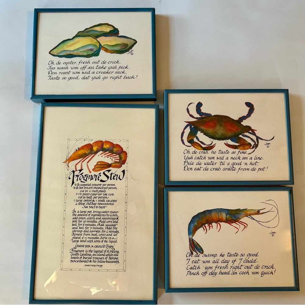 Framed Seafood Art Prints Set